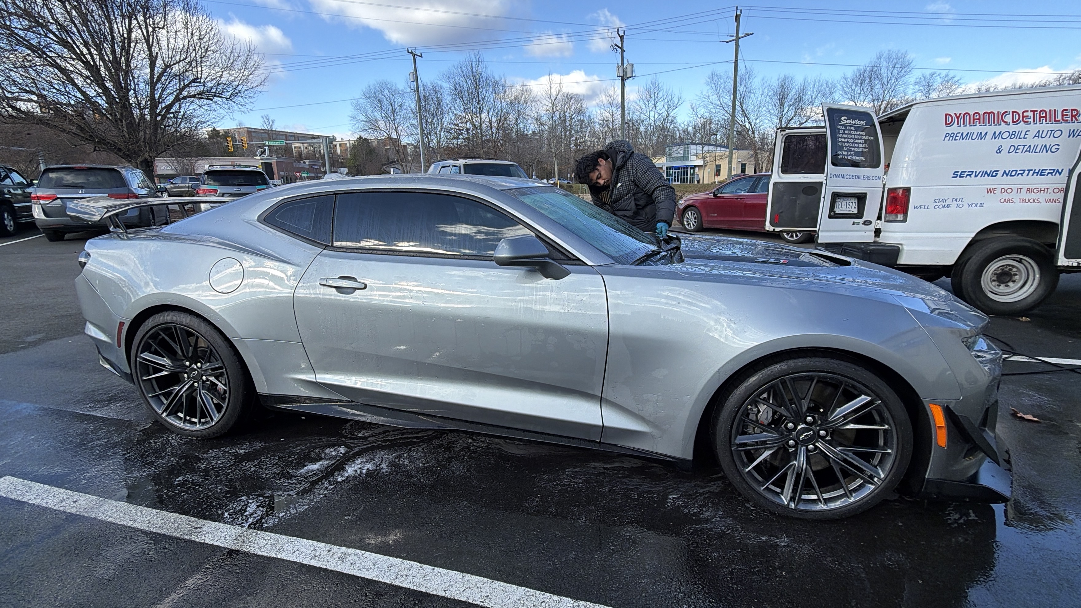 Dynamic Detailers working on Camaro ZL1 on location