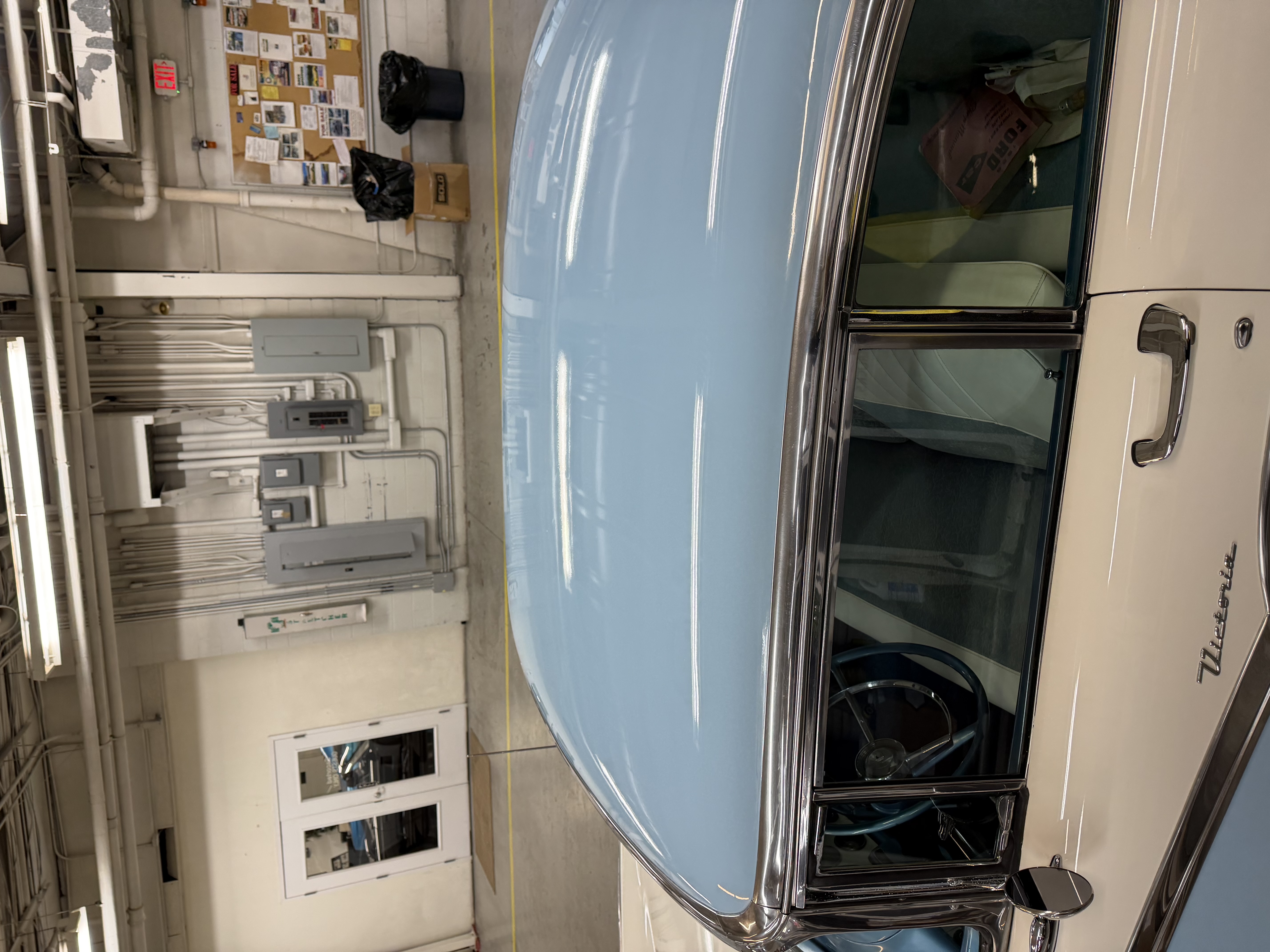 '57 Ford Fairlane Victoria — front grille and bumper polished