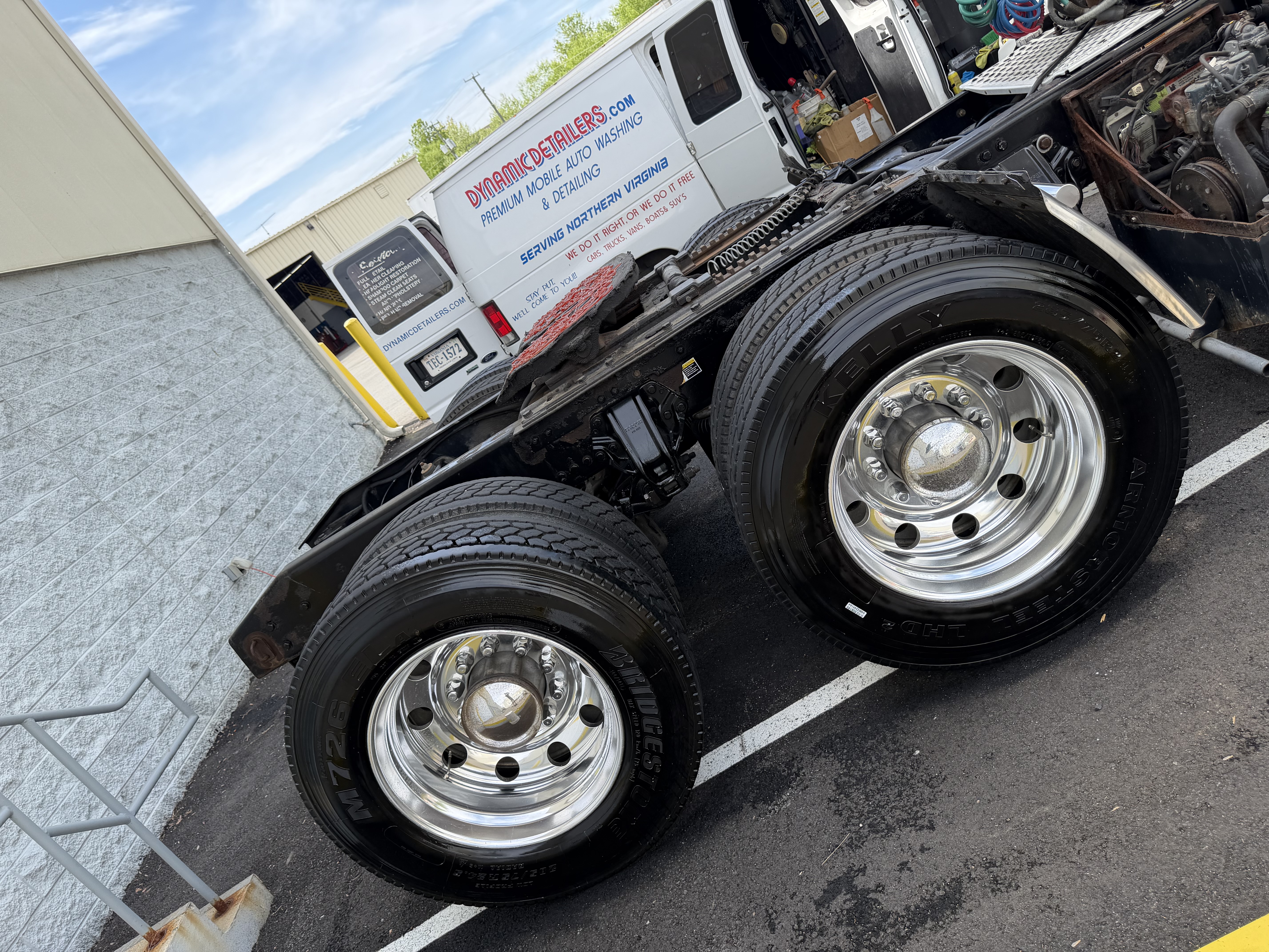Kenworth semi — chrome trim polished after detail