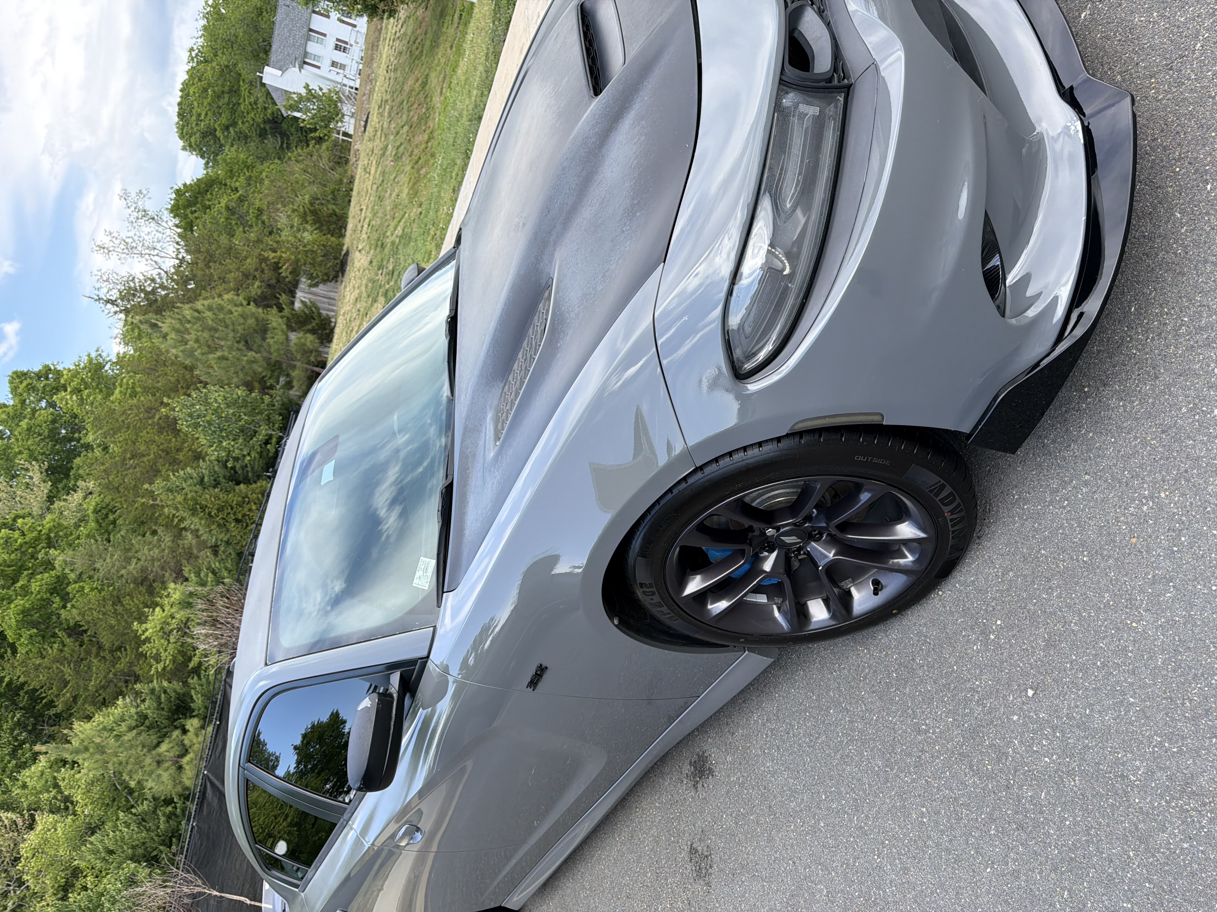 Silver Corvette — mirror paint close up